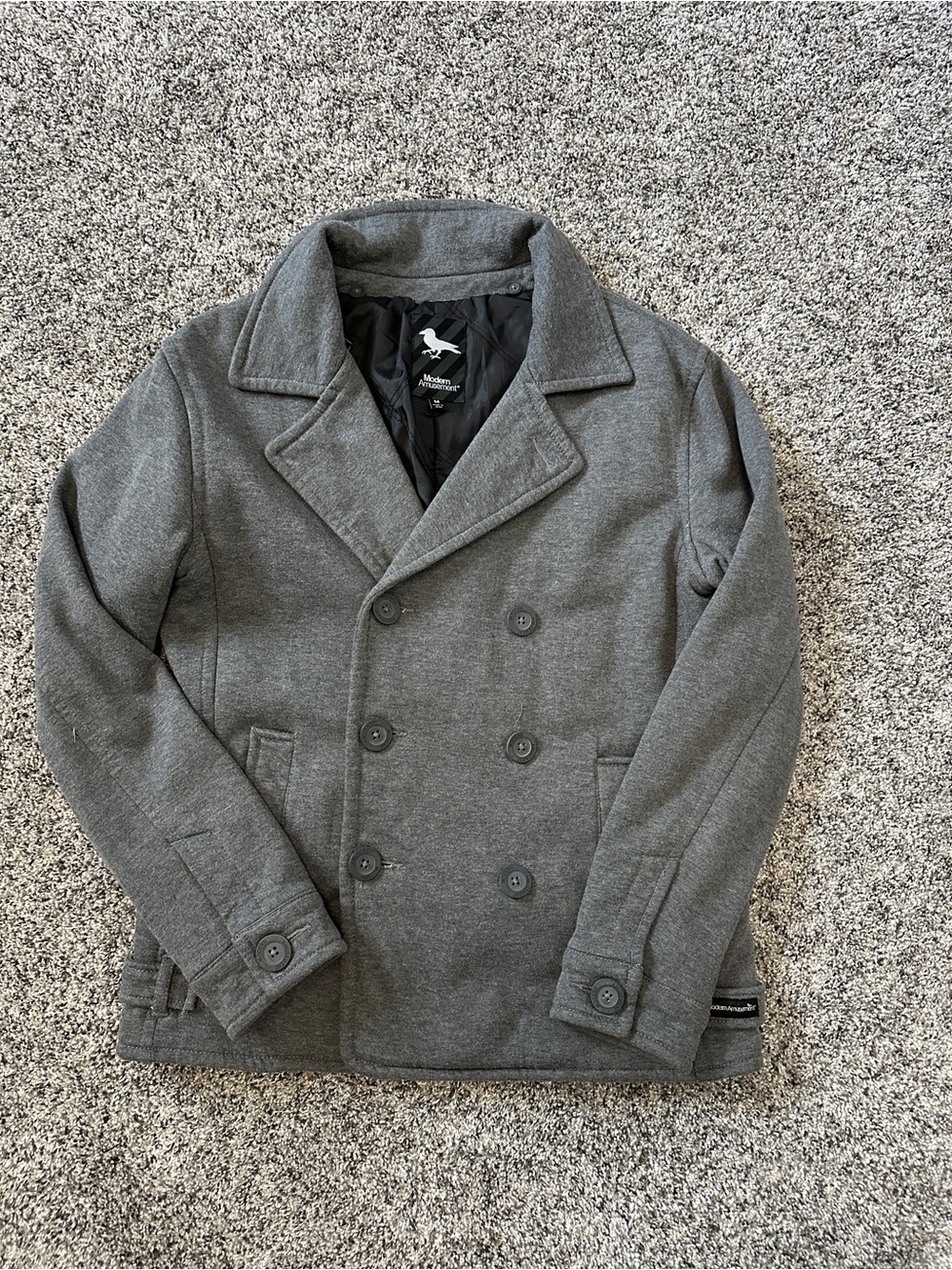 Men's Grey Peacoat Jacket